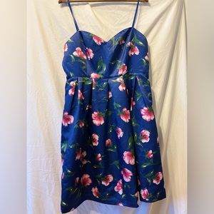 💎Liza Luxe | Box Pleat Dress | Blue w/ Multicolored Floral Pattern |